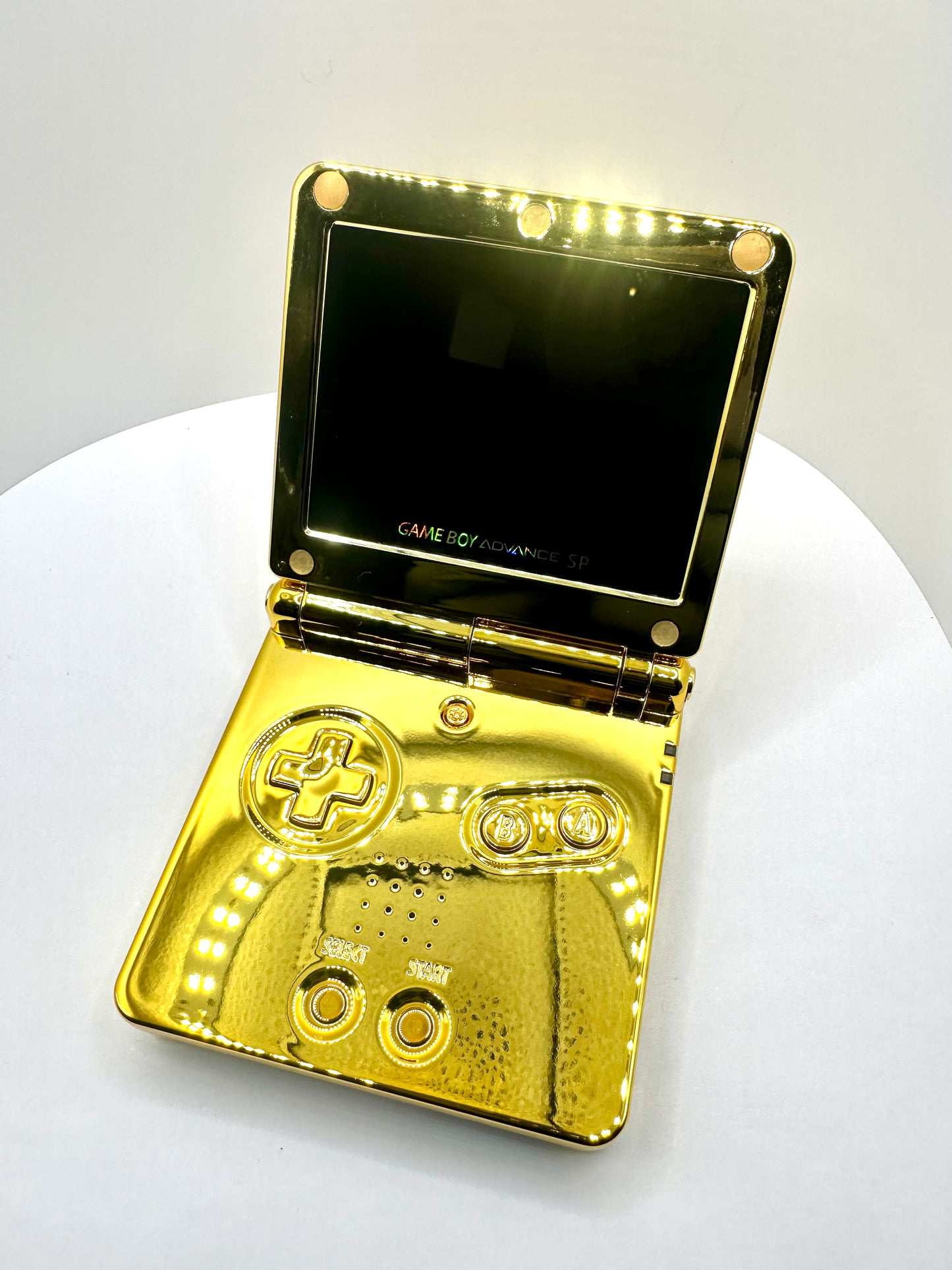 Gold Game Boy Advance SP with IPS Screen
