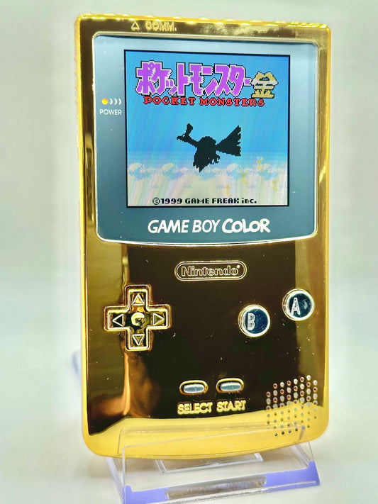 Game Boy Color Gold and Silver with IPS Screen