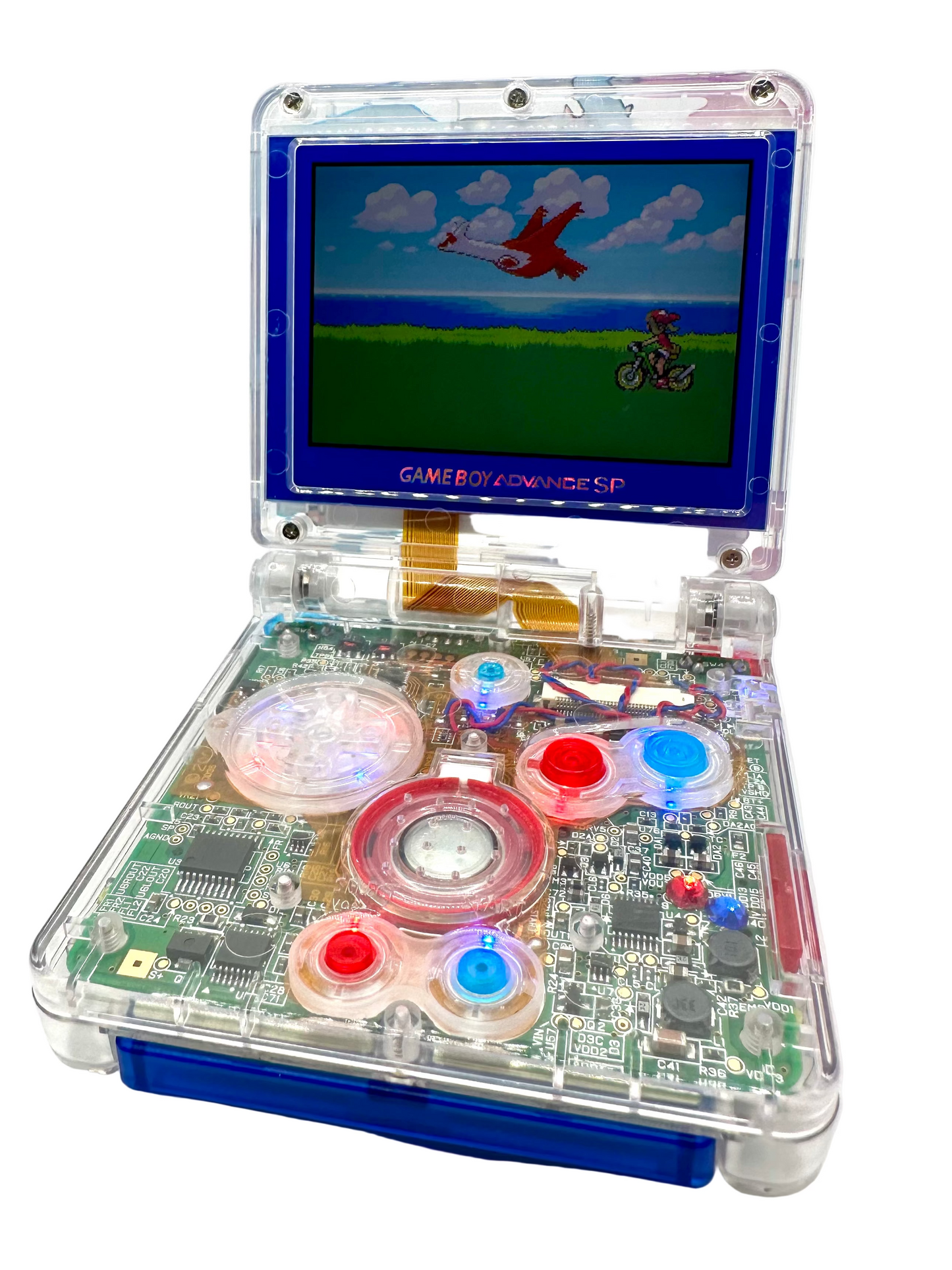 Latias and Latios Game Boy Advance SP with IPS Screen & Button LEDs