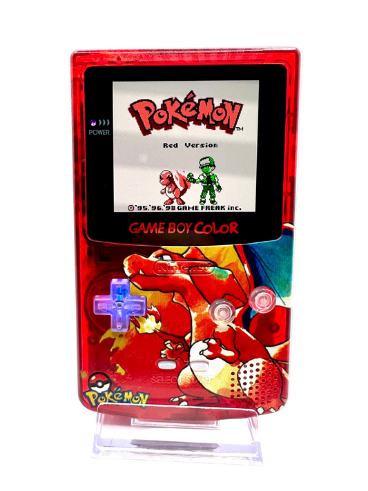 Charizard Game Boy Color with OLED Touch Screen & Button LEDs