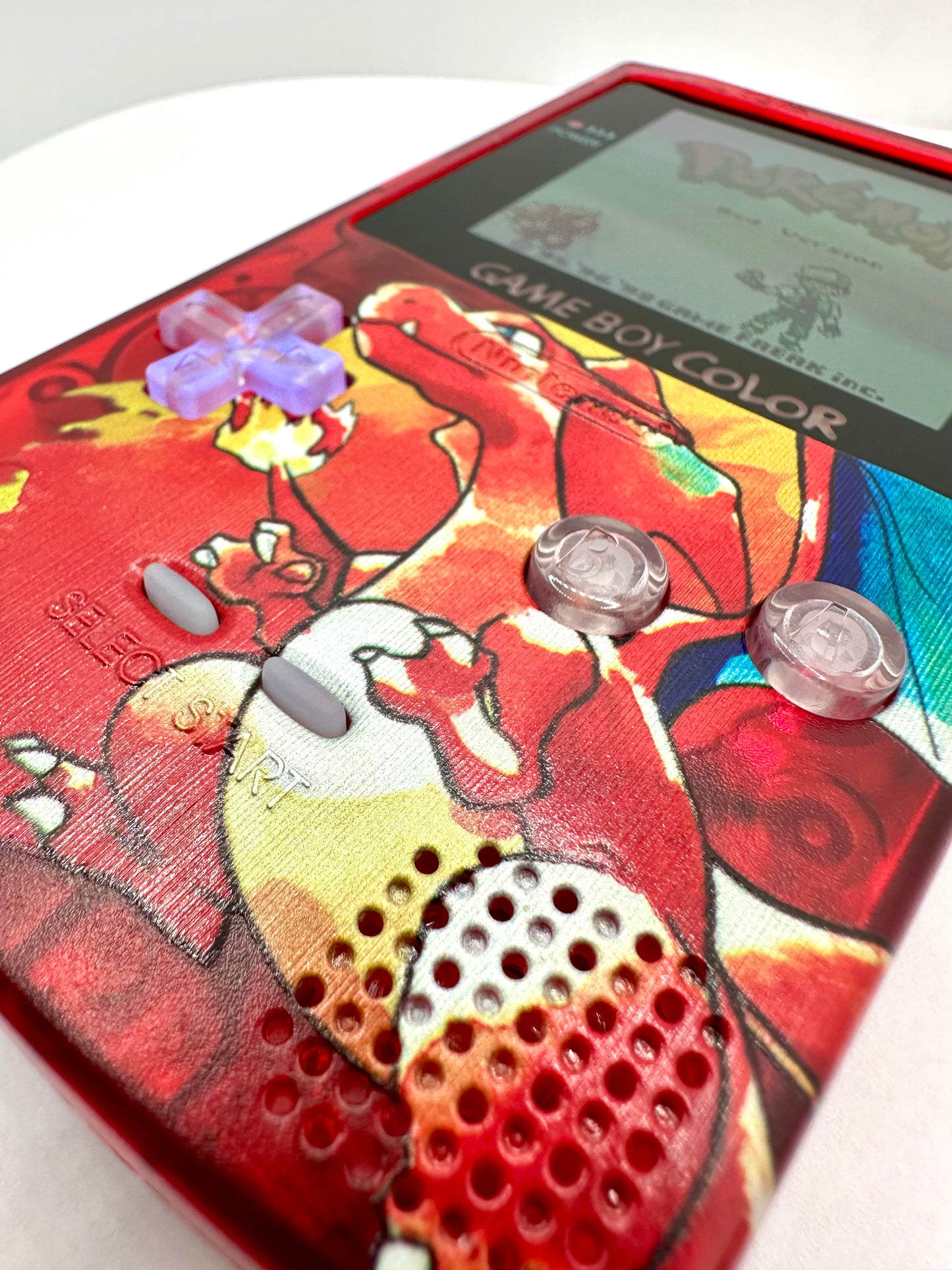 Charizard Game Boy Color with OLED Touch Screen & Button LEDs