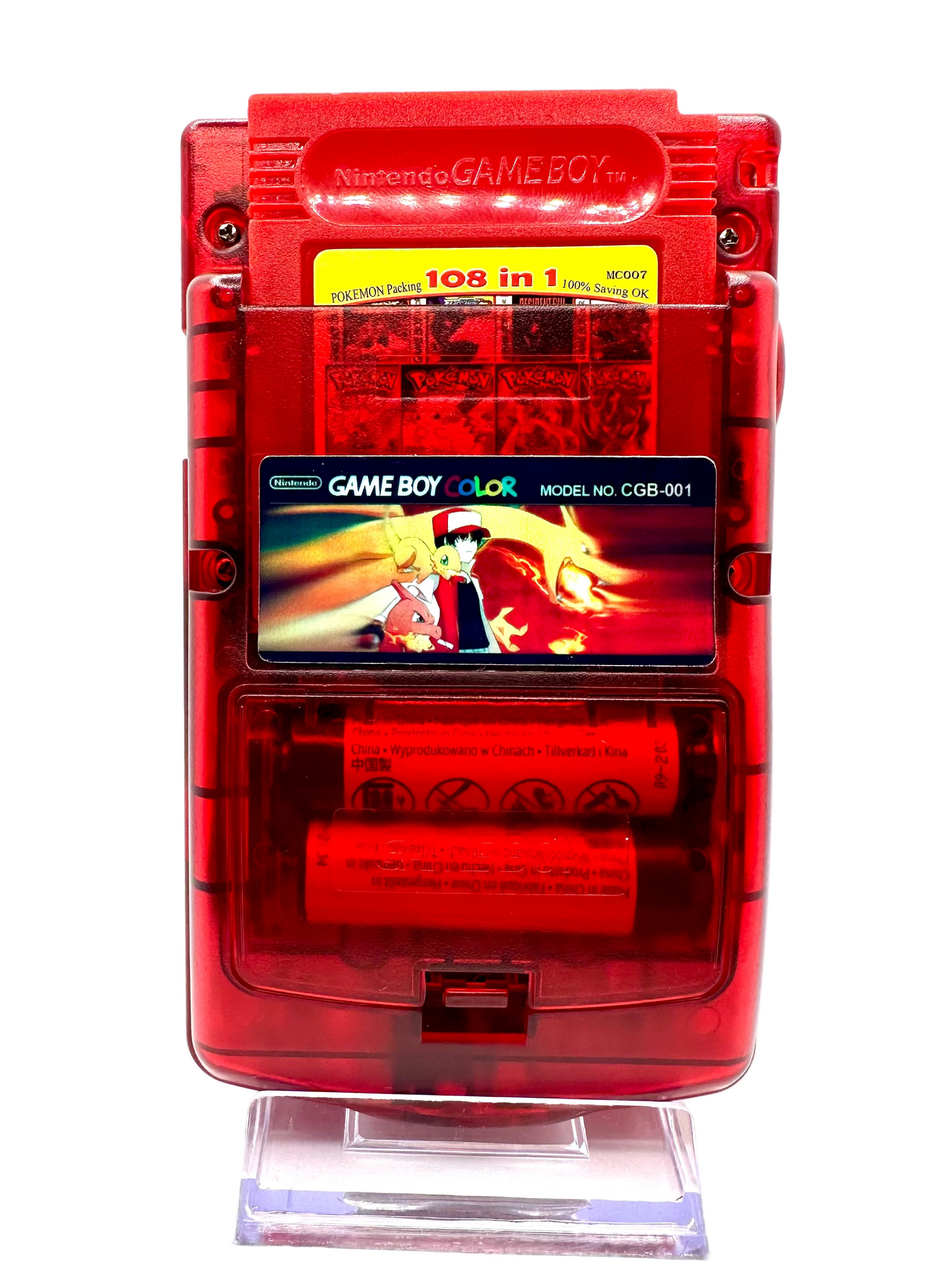 Charizard Game Boy Color with OLED Touch Screen & Button LEDs
