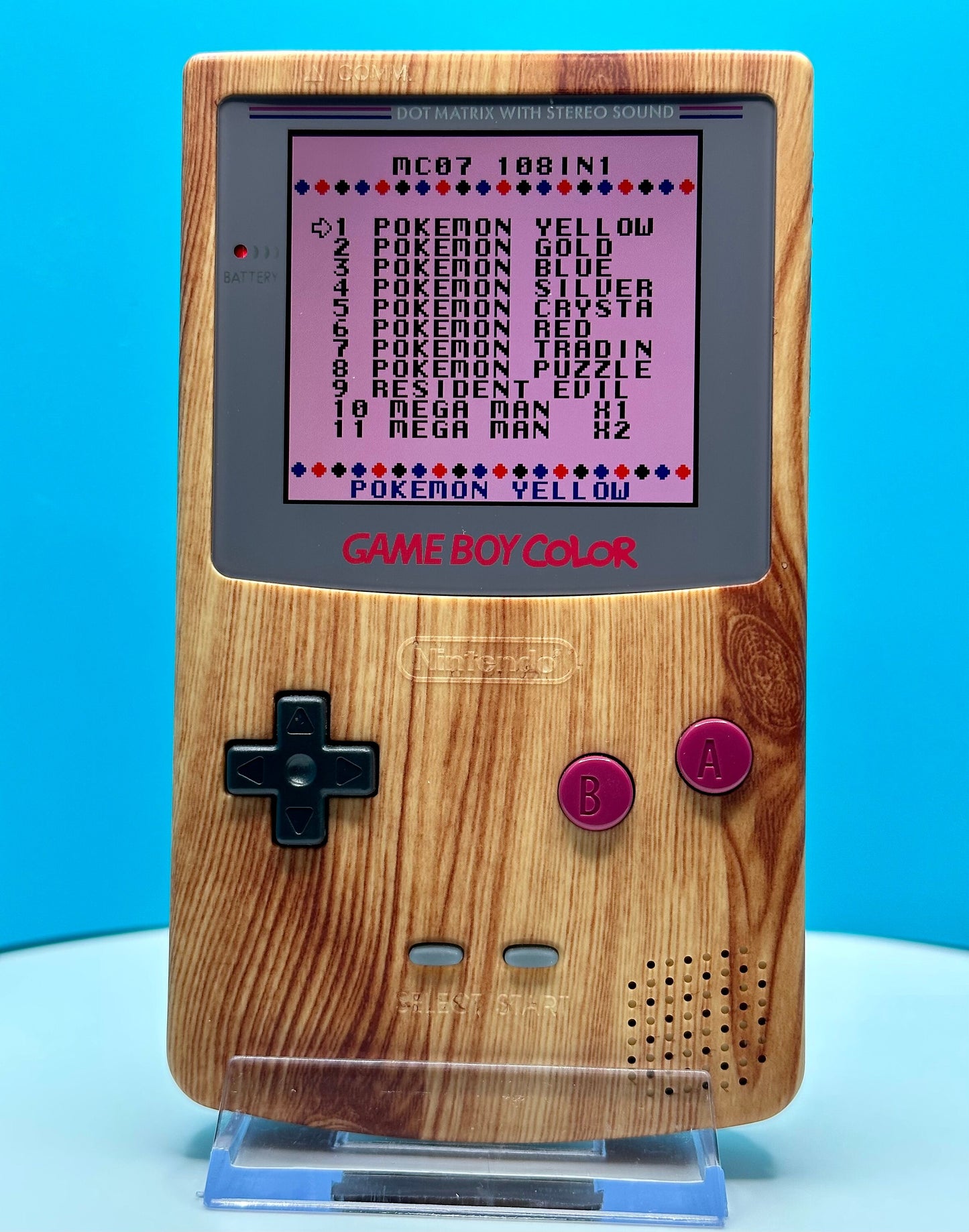 Game Boy Color Wood Grain with IPS Screen